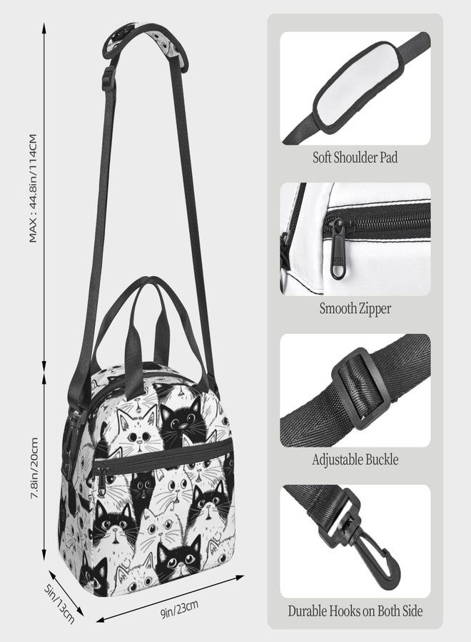 bassyil Cat Insulated Lunch Bag Reusable Lunch Box With Adjustable Shoulder Strap Cooler Tote Bag For Men Women - Image 2
